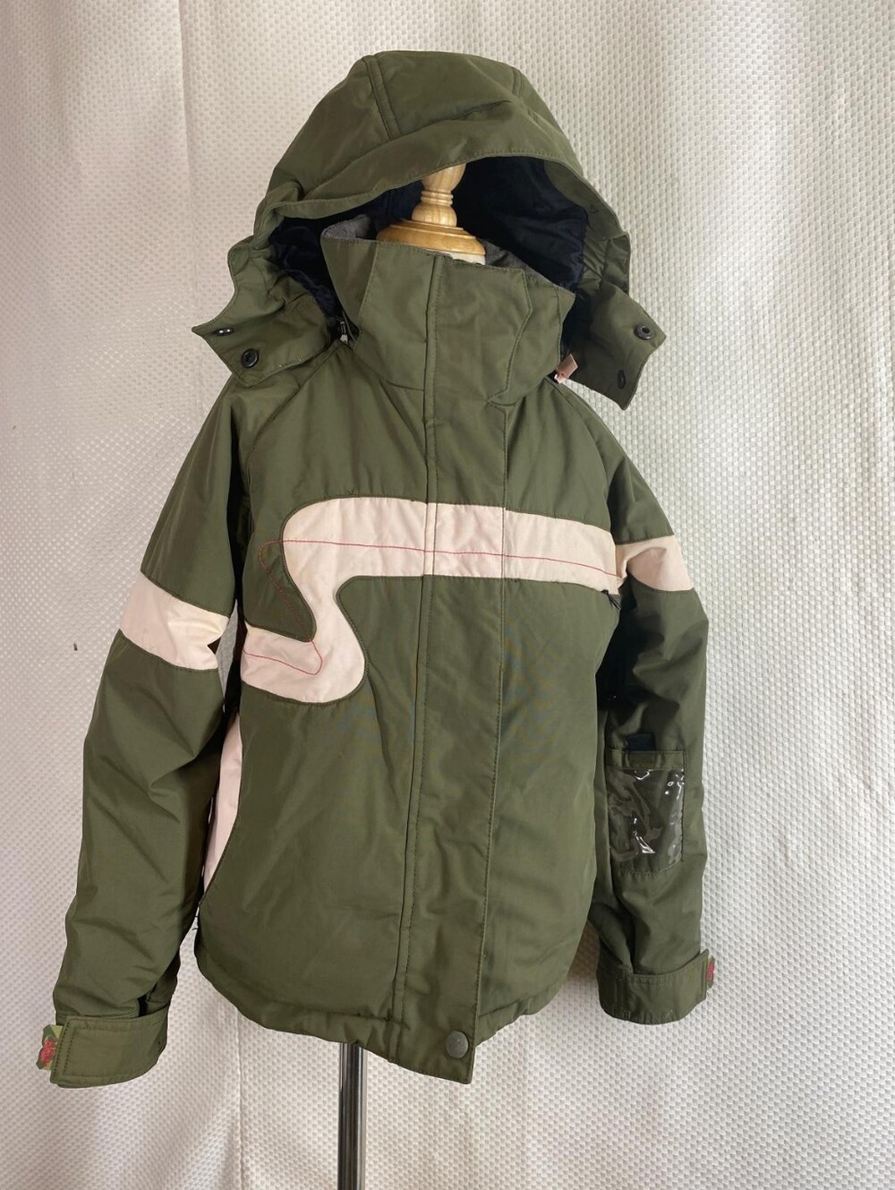 : Roxy Kids Girls Ski Snowboard Jacket Olive Green Pink Size XS Insulated Hooded